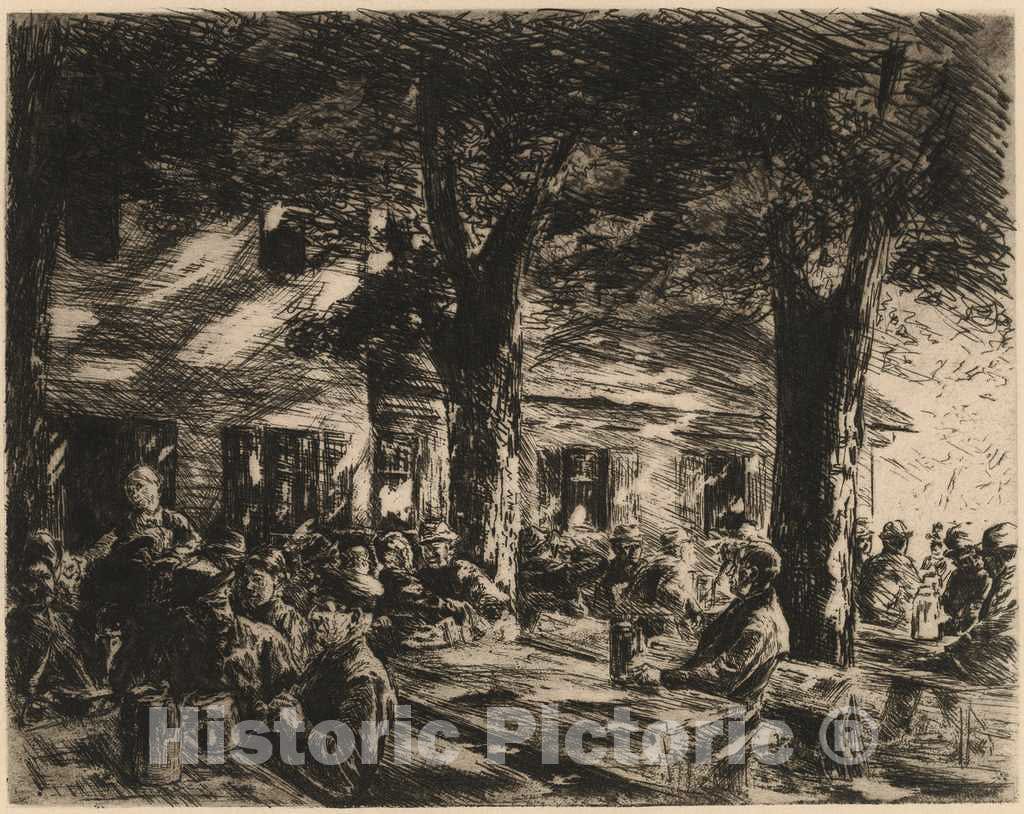 Art Print : Max Liebermann, A Tavern Garden in Rosenheim, 1895 - Vintage Wall Art