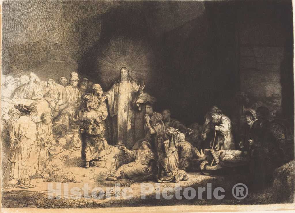 Art Print : Leopold Flameng After Rembrandt, The Hundred Guilder Print - Vintage Wall Art
