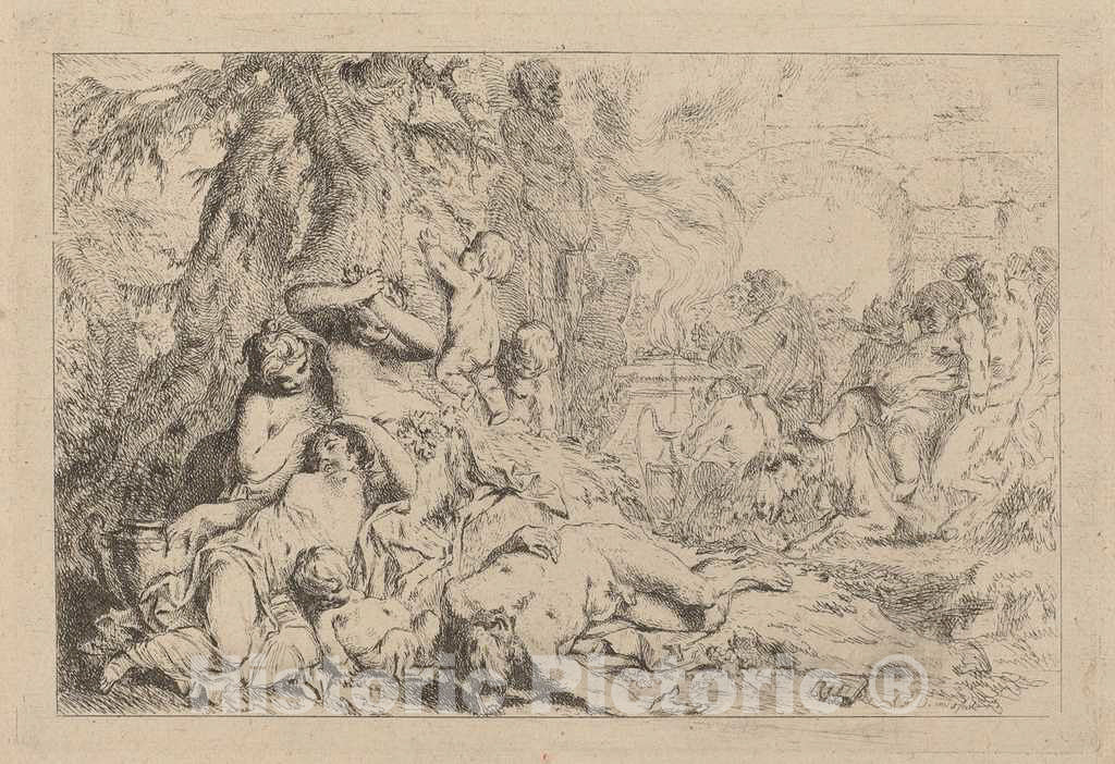 Art Print : Louis-Felix de La Rue, La Marche de Silène,Jeux de Satyres - Vintage Wall Art