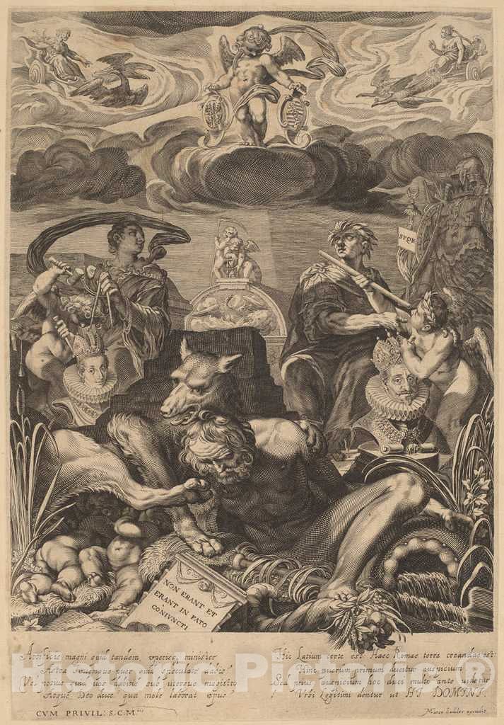 Art Print : Aegidius Sadeler II, Allegory of The Marriage of Emperor Ferdinand II and Eleanor Gonzaga - Vintage Wall Art