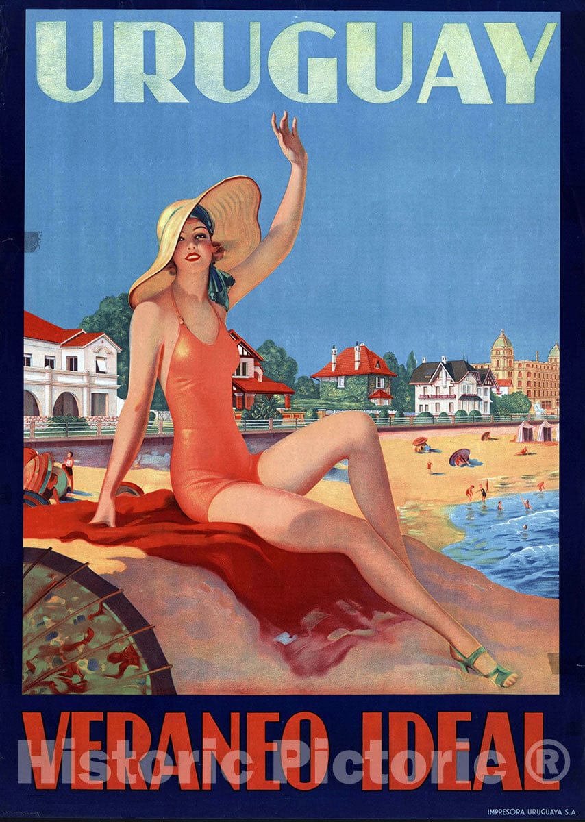 Vintage Poster - Uruguay Veraneo Ideal., Historic Wall Art