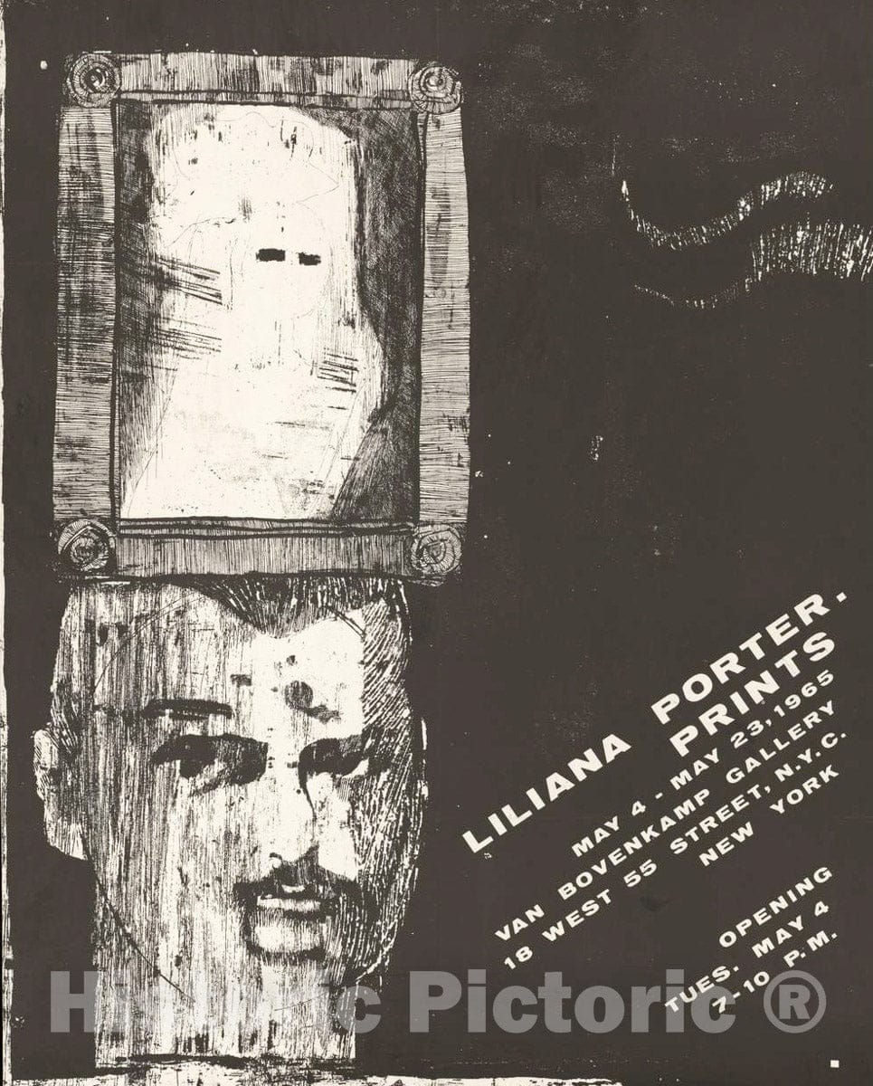 Vintage Poster - Liliana Porter. Prints May 4 - May 23, 1965. Van Bovenkamp Gallery, Historic Wall Art
