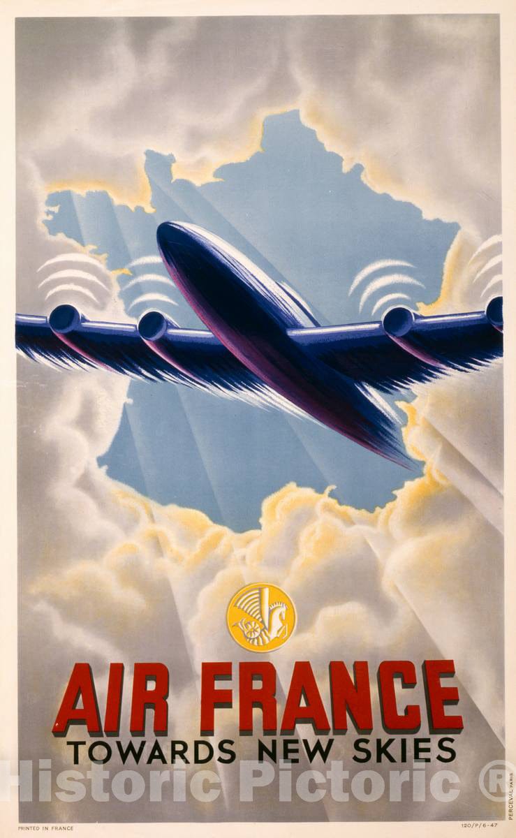 Vintage Poster - Air France Towards New Skies, Historic Wall Art