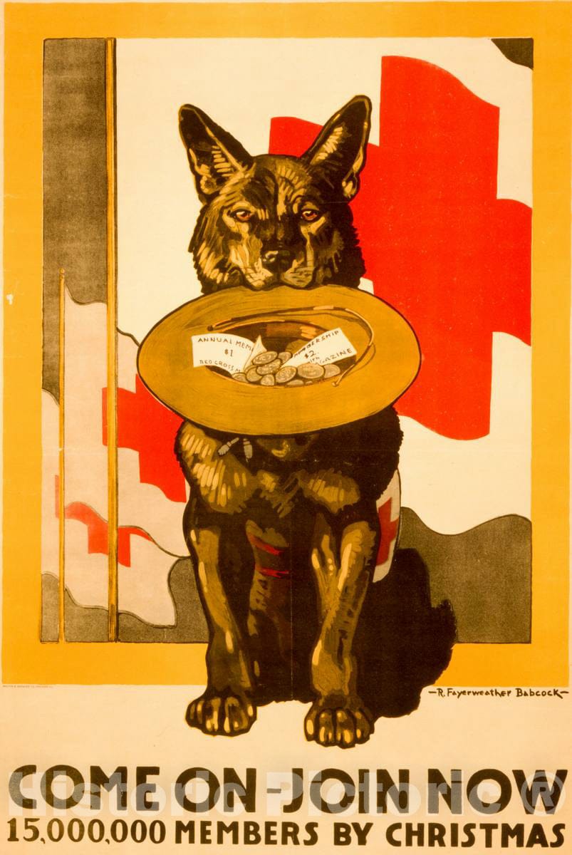 Vintage Poster - Come on - Join Now 15,000,000 Members by Christmas - R. Fayerweather Babcock ; Walton & Spencer Co, Chicago, Ill., Historic Wall Art