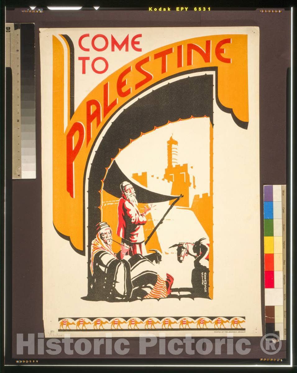 Vintage Poster -  Come to Palestine -  Elise Abramson., Historic Wall Art