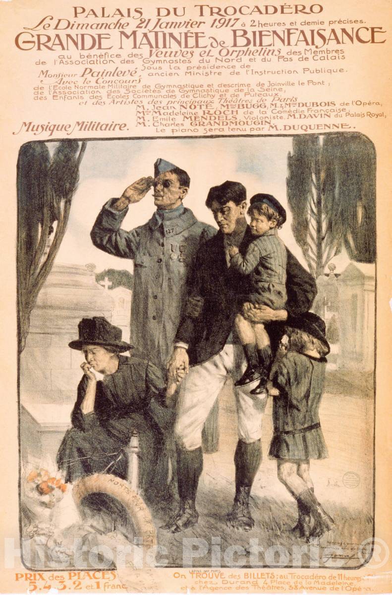 Vintage Poster - Palais du Trocadéro. Grande matinée de bienfaisance au bénéfices des veuves et des orphelins, Historic Wall Art