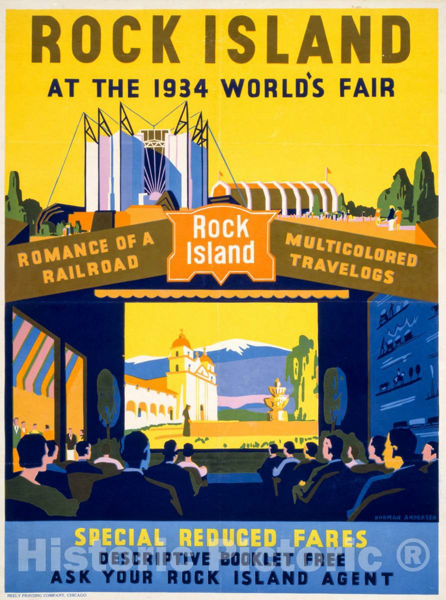 Vintage Poster - Rock Island at The 1934 World's Fair - Neely Printing Company, Chicago., Historic Wall Art