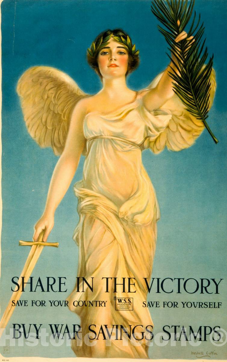 Vintage Poster - Share in The Victory - Save for Your Country - Save for Yourself - Buy War Savings Stamps - Haskell Coffin ; Mural Advertising, Rusling Wood., Historic Wall Art