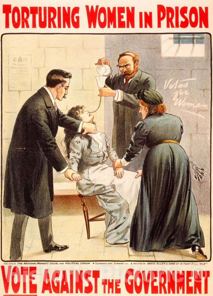 Vintage Poster - Torturing Women in Prison Vote Against The Government., Historic Wall Art