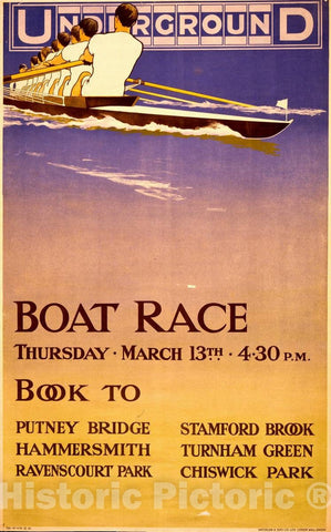 Vintage Poster -  Underground Boat Race, Thursday, March 13th, 4:30 p.m., Historic Wall Art