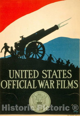 Vintage Poster -  United States Official war Films -  Kerry ; The Hegeman Print N.Y., Historic Wall Art