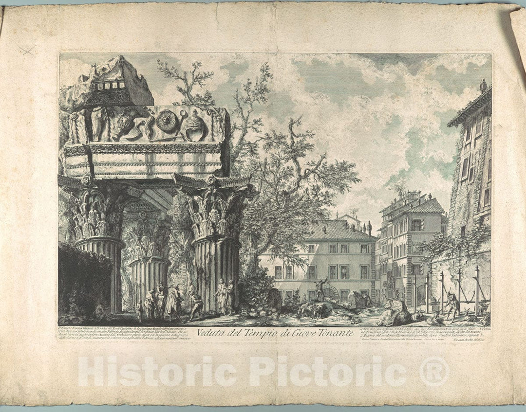Art Print : Giovanni Battista Piranesi - Veduta del Tempio di Giove Tonante : Vintage Wall Art