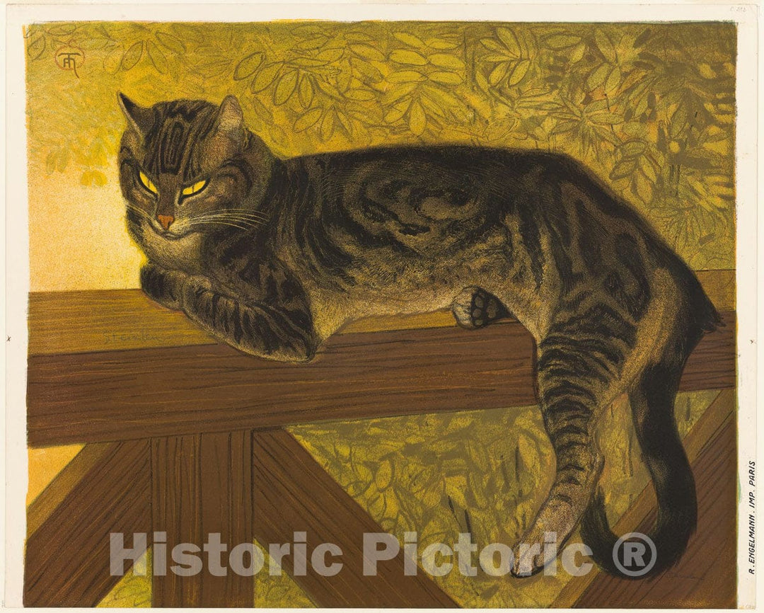 Art Print : Summer: Cat on a Balustrade, Theophile-Alexandre Steinlen, 1909, Vintage Wall Decor :