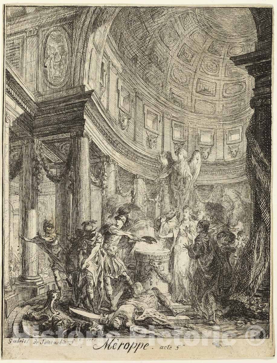 Art Print : Merope, Gabriel Jacques de Saint-Aubin, c 1750, Vintage Wall Decor :