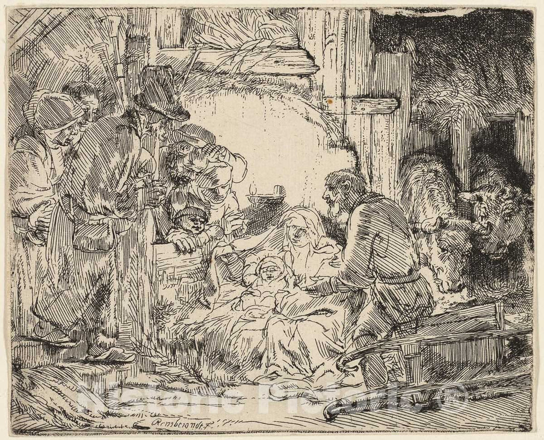 Art Print : The Adoration of the Shepherds: With the Lamp, Rembrandt Harmenszoon Van Rijn, c.1634, Vintage Wall Decor :