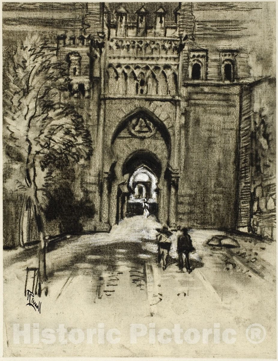 Art Print : Superb Puerta del Sol, Joseph Pennell, c 1903, Vintage Wall Decor :