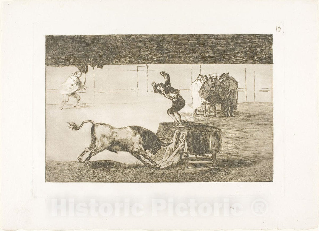 Art Print : Another madness of his in the same ring, plate nineteen from The Art of Bullfighting, Francisco Goya, c.1816, Vintage Wall Decor :