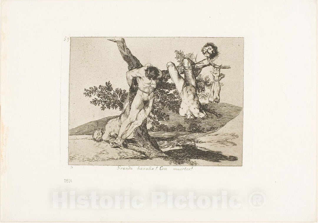 Art Print : A Heroic Feat! With Dead Men!, plate thirty-nine from The Disasters of War, Francisco Goya, c.1814, Vintage Wall Decor :
