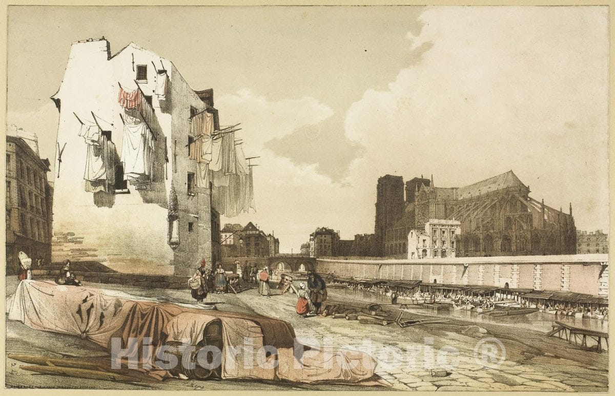 Art Print : Notre Dame, Paris, Thomas Shotter Boys, c 1974, Vintage Wall Decor :