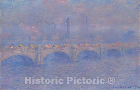 Art Print : Waterloo Bridge, Sunlight Effect, Claude Monet, c 1903, Vintage Wall Decor :
