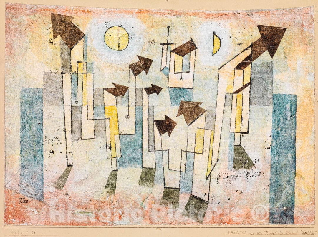 Art Print : Paul Klee - Mural from the Temple of Longing ?Thither? : Vintage Wall Art