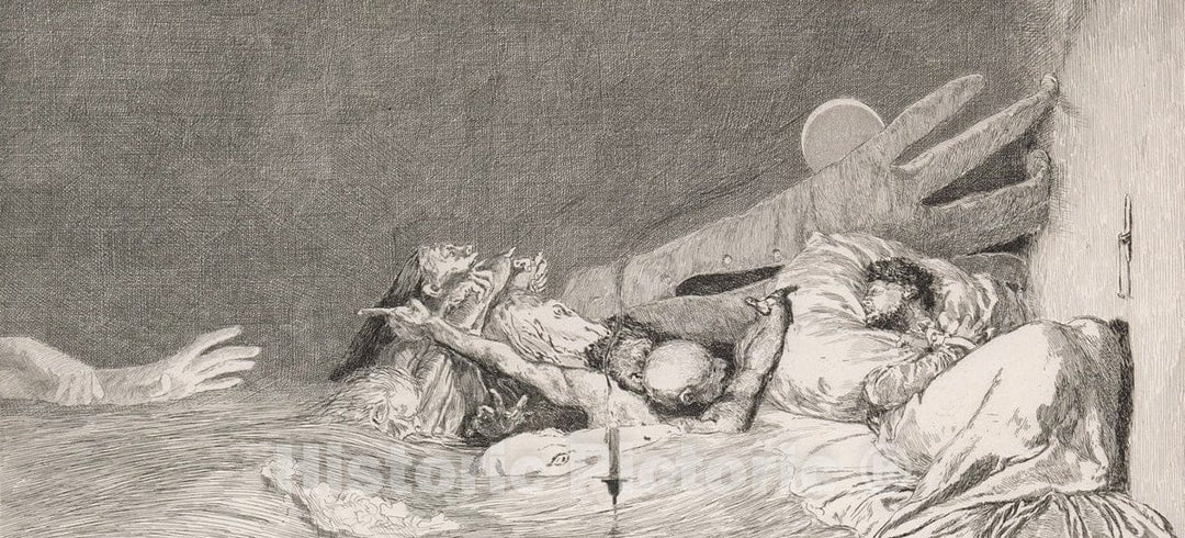 Art Print : Max Klinger - Ängste (Fears) from Ein Handschuh (A Glove). Cyclus von zehn Compositionen radirt. Rad. Opus VI, Plate VII : Vintage Wall Art