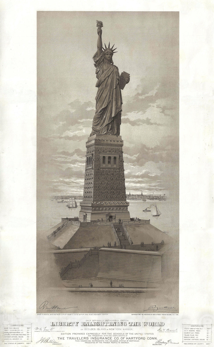 Art Print : Statue of Liberty, 1885, Vintage Wall Art