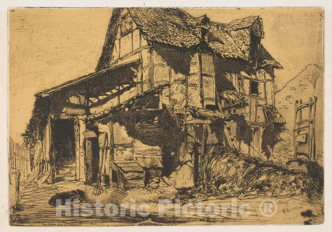 Art Print : James McNeill Whistler - The Unsafe Tenement (The Old Farm) : Vintage Wall Art