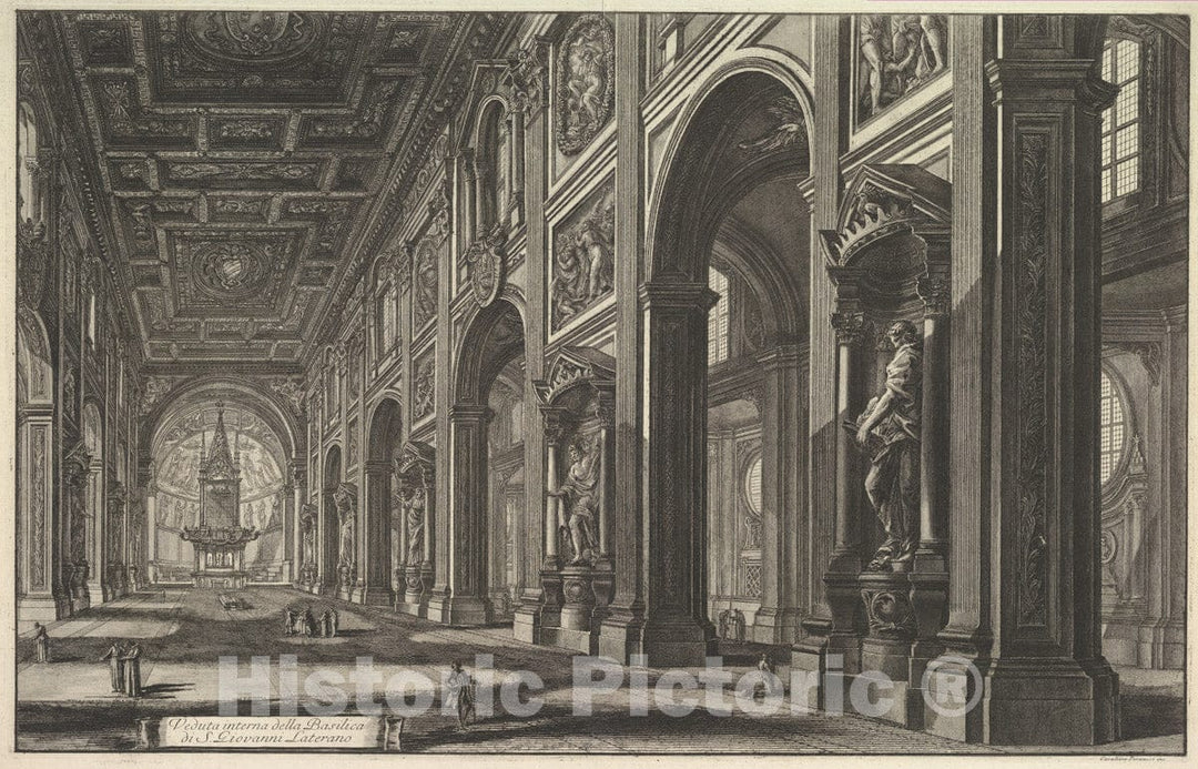 Art Print : Giovanni Battista Piranesi - S. Giovanni in Laterano. Interior : Vintage Wall Art