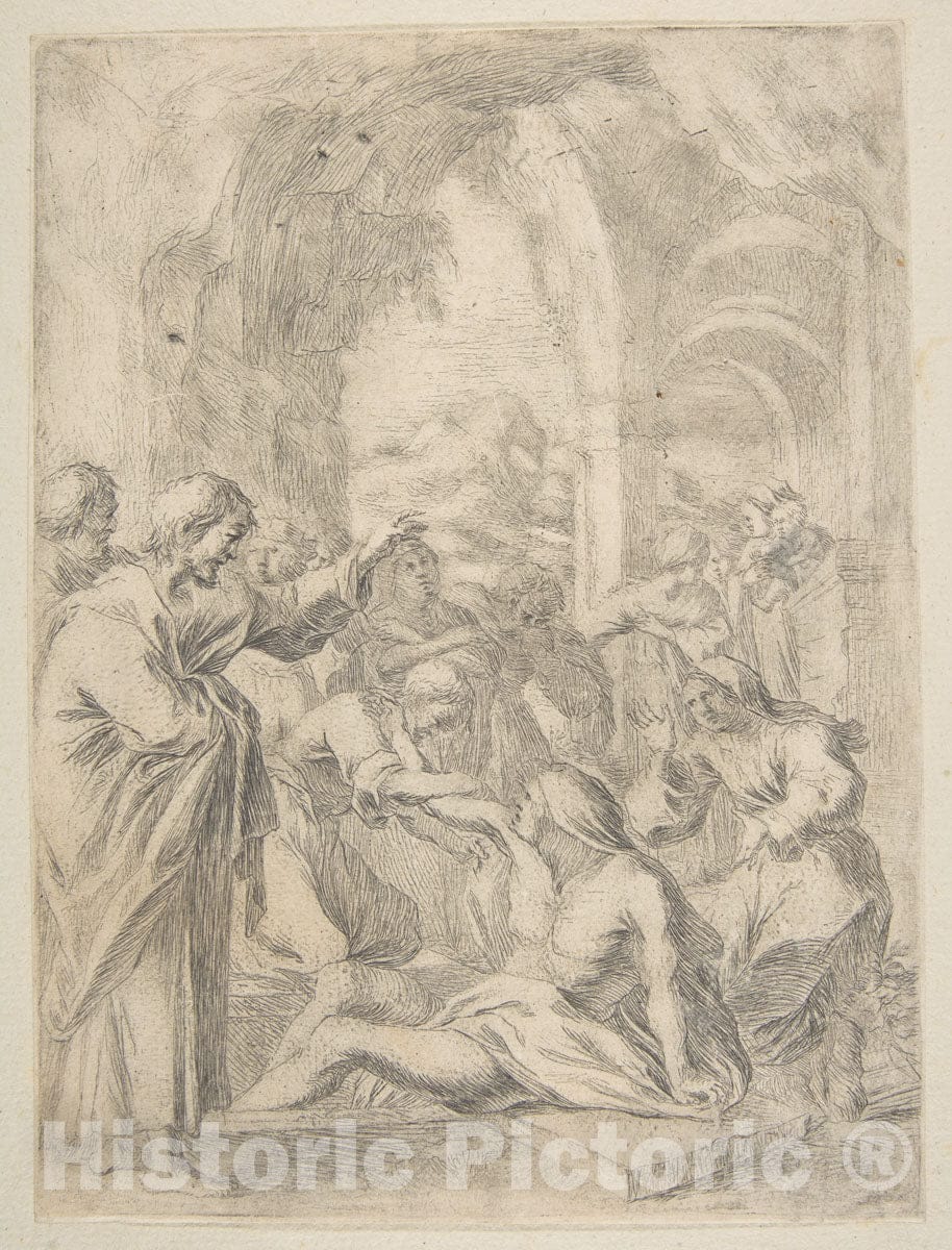 Art Print : Laurent de La Hyre - Raising of Lazarus : Vintage Wall Art