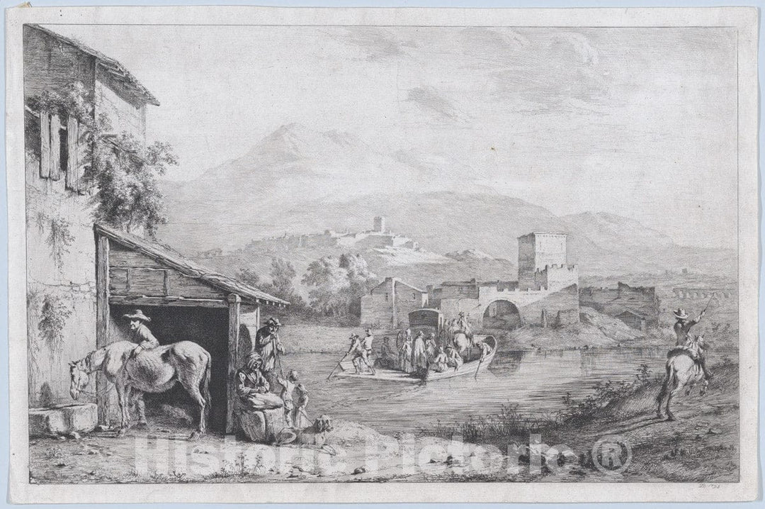Art Print : Jean Jacques de Boissieu - Garigliano Passage (Italy) 1 : Vintage Wall Art