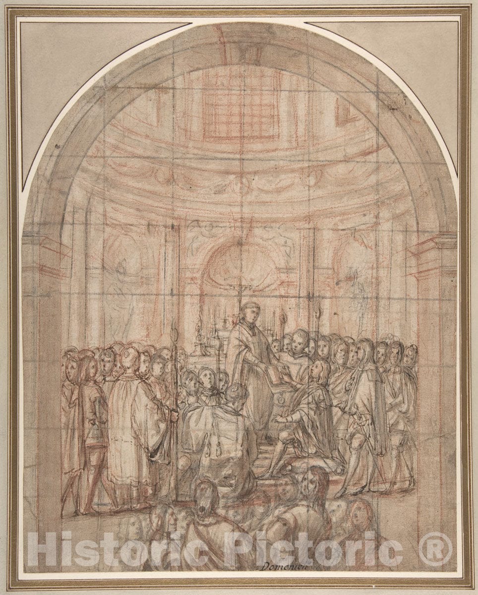 Art Print : Italian, 17th Century - The Swearing in of a Knight of The Tuscan Order of Saint Stephen (or Malta) : Vintage Wall Art