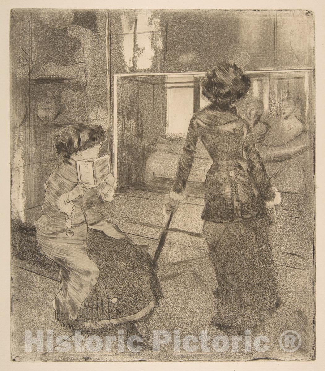 Art Print : Edgar Degas, Mary Cassatt at The Louvre: The Etruscan Gallery, c.1880 - Vintage Wall Art