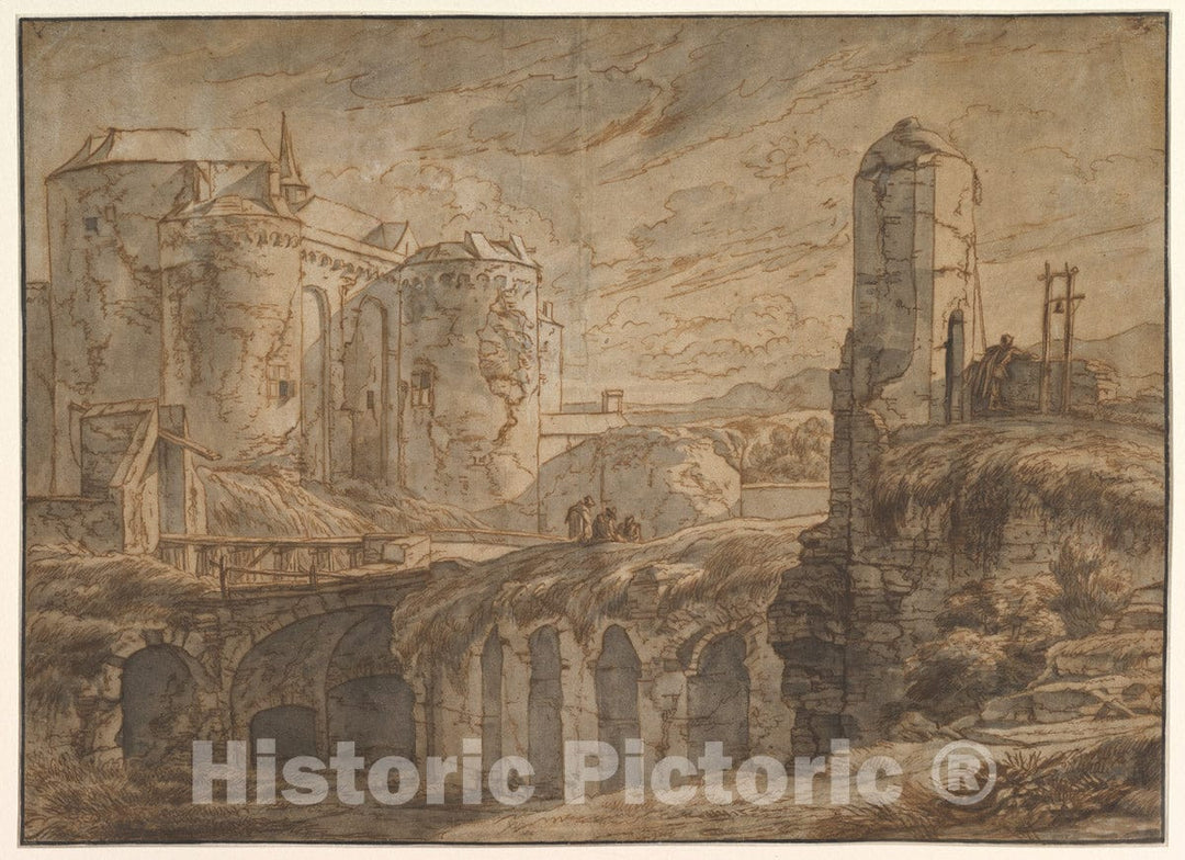 Art Print : Hendrick Van Minderhout - The Gate of Bruges at Sluis : Vintage Wall Art