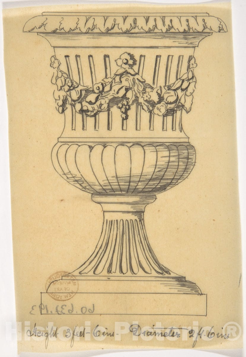 Art Print : British, 19th Century - Classical vase 1 : Vintage Wall Art