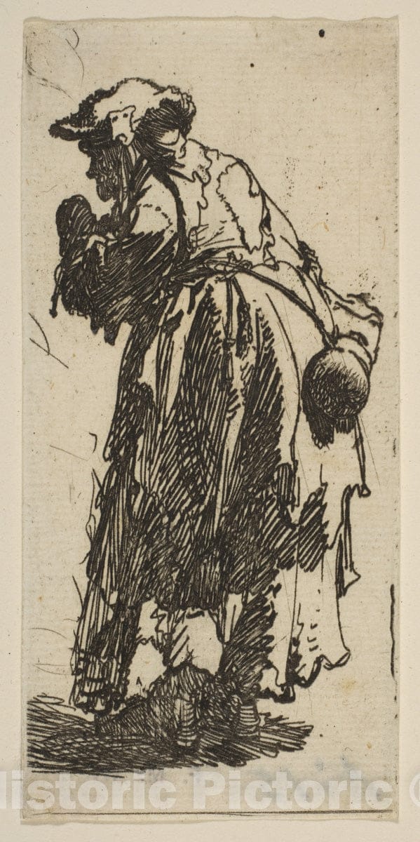 Art Print : Rembrandt (Rembrandt Van Rijn) - Old Beggar Woman with a Gourd : Vintage Wall Art
