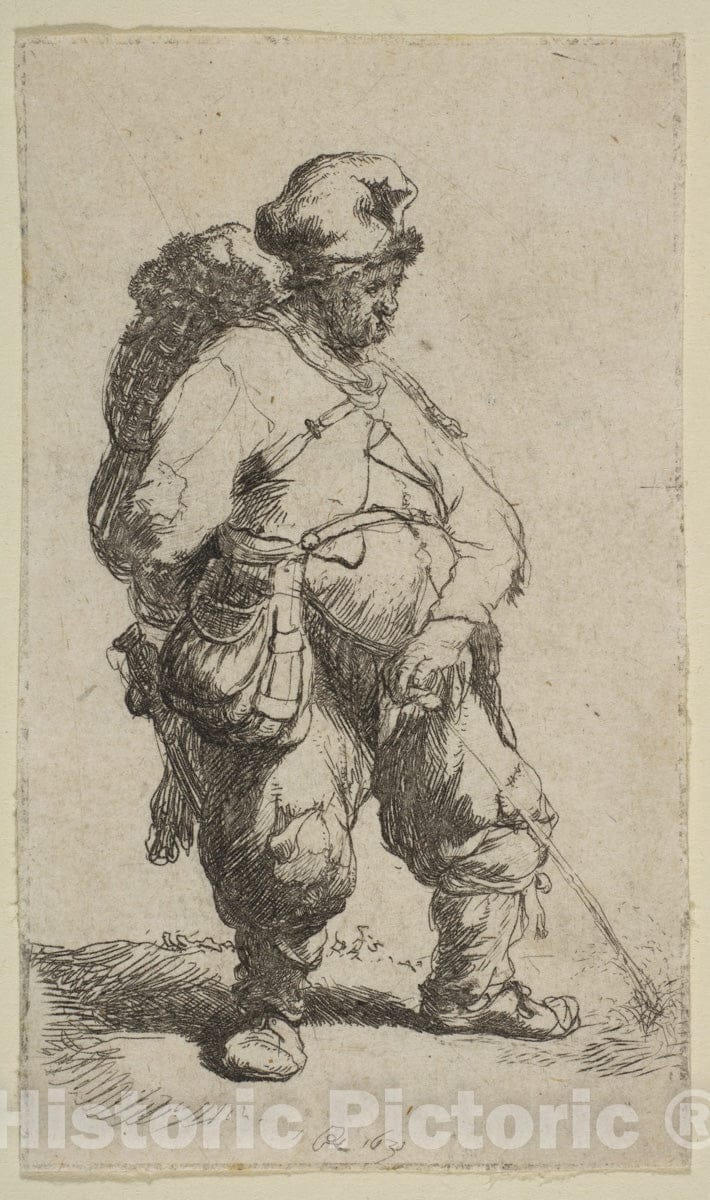 Art Print : Rembrandt (Rembrandt Van Rijn) - A Man Making Water : Vintage Wall Art