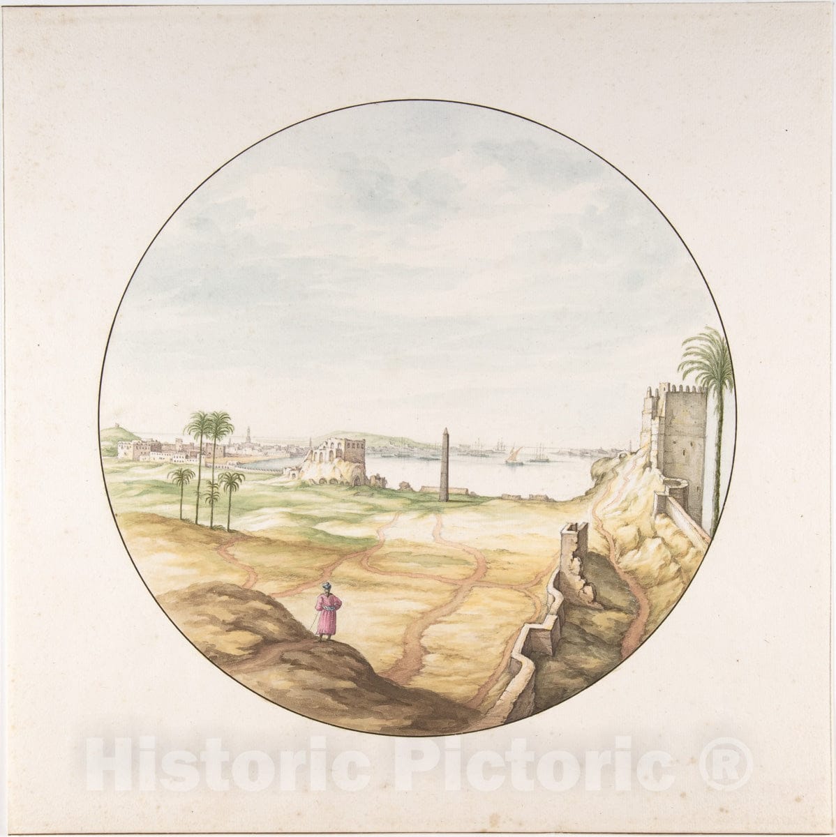 Art Print : Jan Van Call - View of The Obelisk of Thutmosis III Seen from The Walls of Alexandria : Vintage Wall Art