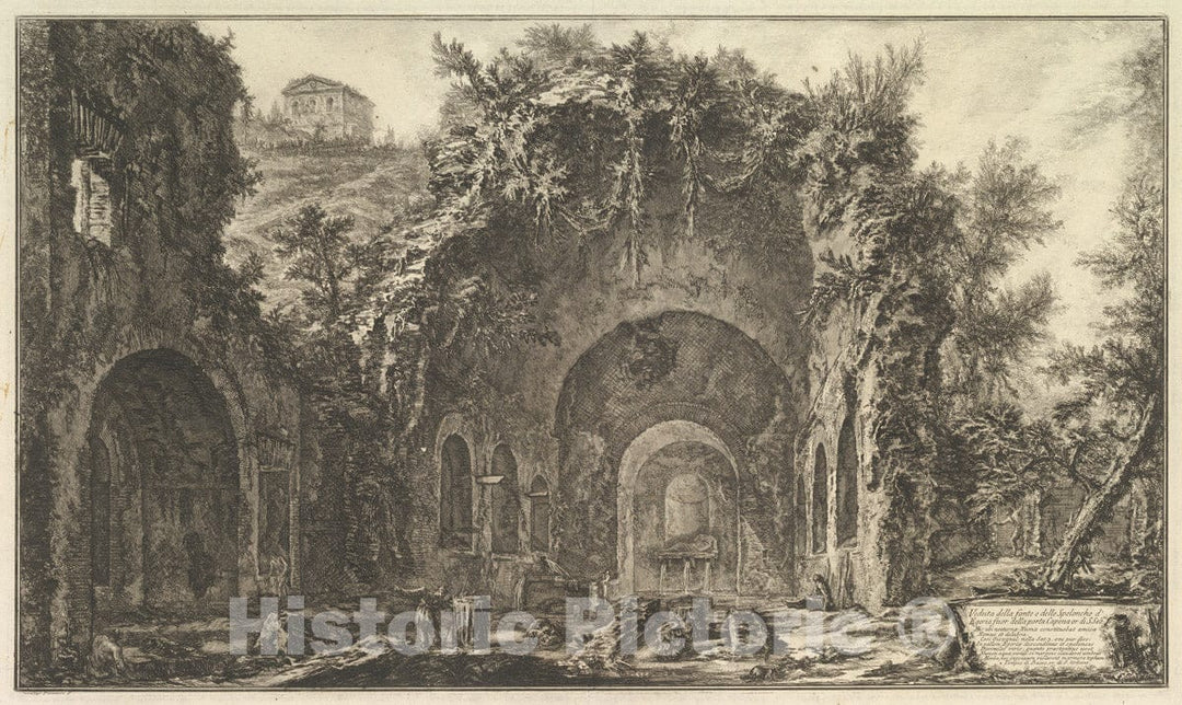Art Print : Giovanni Battista Piranesi - The so-Called Grotto of Egeria (Veduta Della fonte e Delle spelonche d'Egeria fuor Della Porta Capena) : Vintage Wall Art