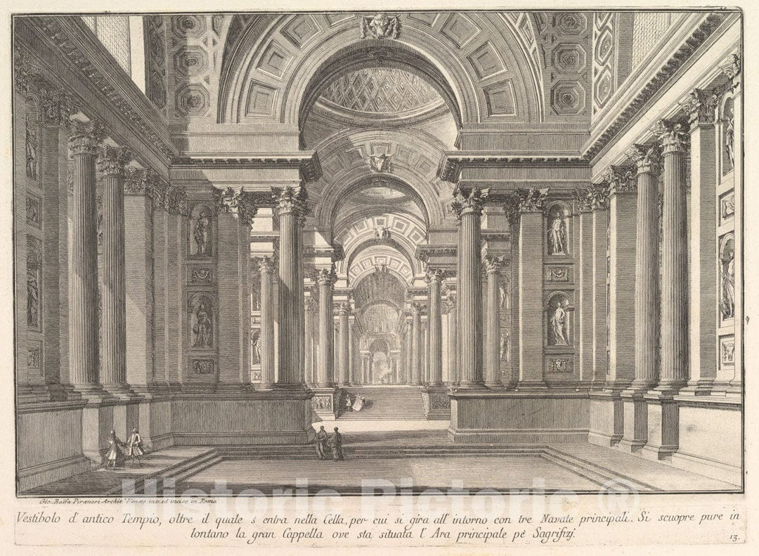 Art Print : Giovanni Battista Piranesi - Vestibule of an Ancient Temple (Vestibolo d'antico Tempio .) : Vintage Wall Art