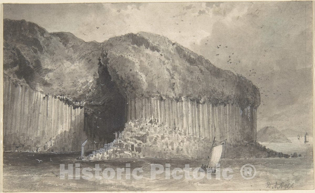 Art Print : David Octavius Hill - View of Fingal's Cave : Vintage Wall Art