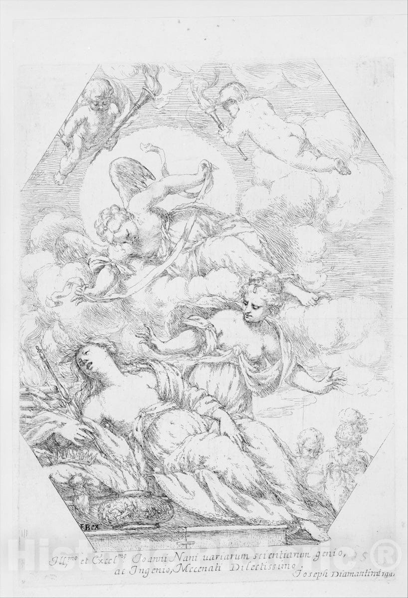 Art Print : Giuseppe Diamantini - Dido on The Funeral Pyre : Vintage Wall Art