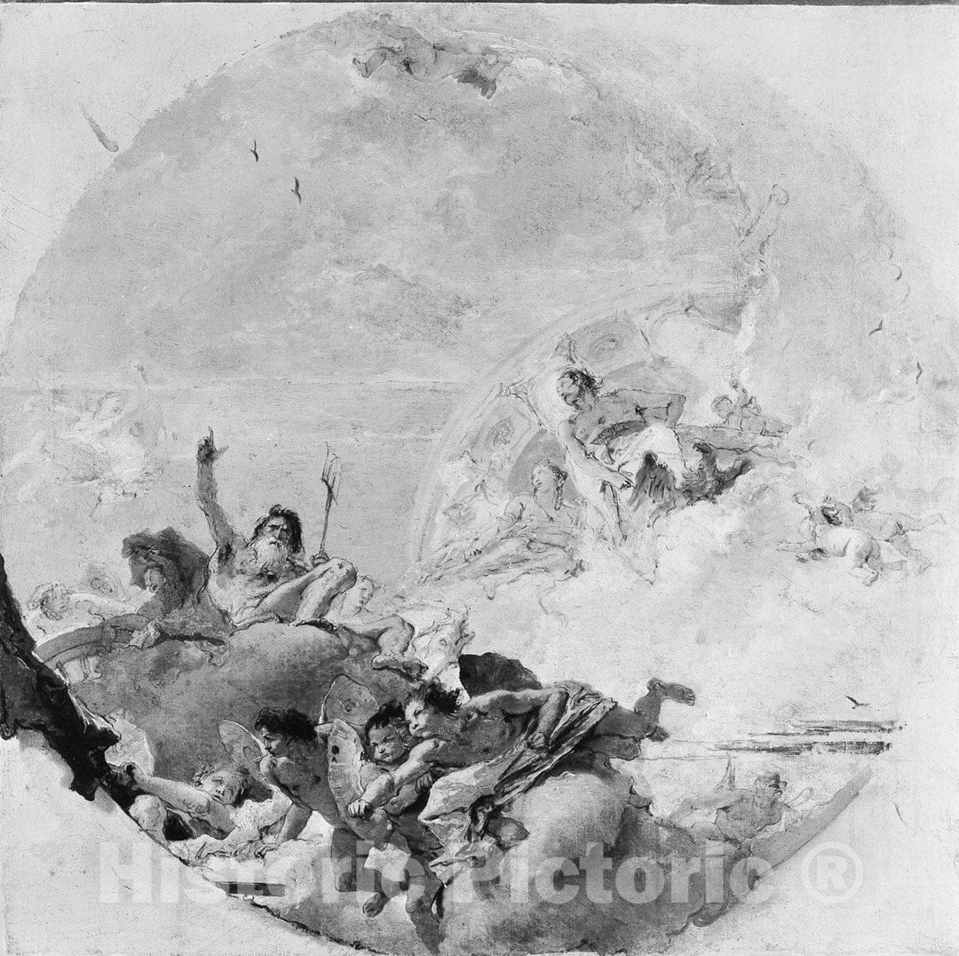 Art Print : Giovanni Battista Tiepolo - Neptune and The Winds : Vintage Wall Art