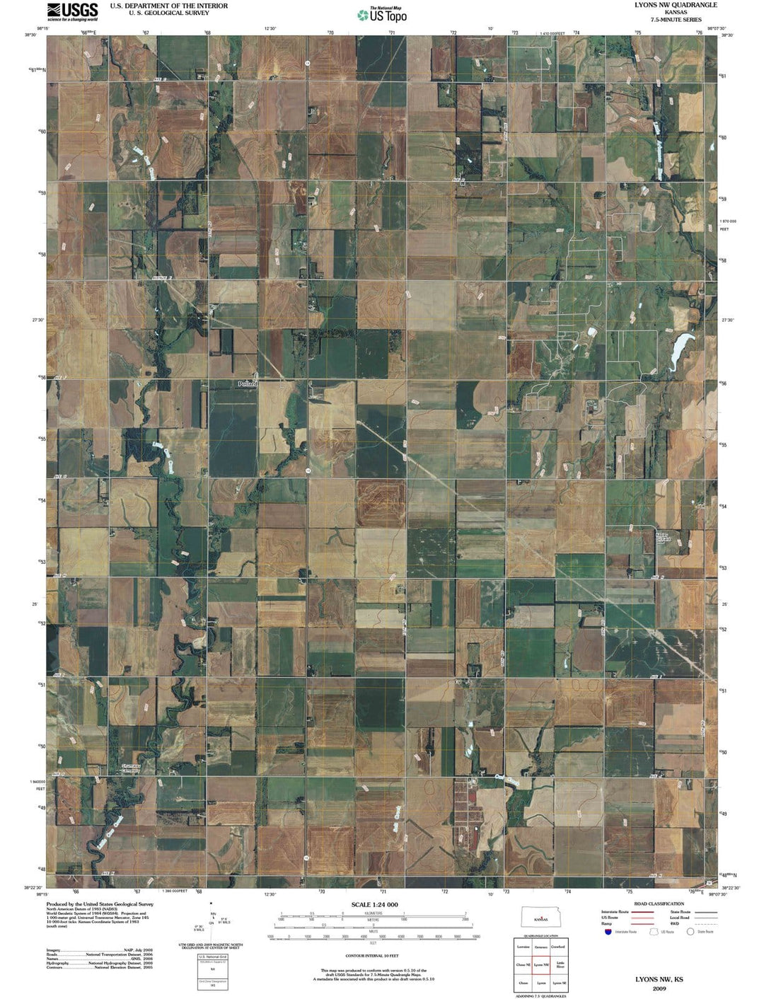 2009 Lyons, KS - Kansas - USGS Topographic Map