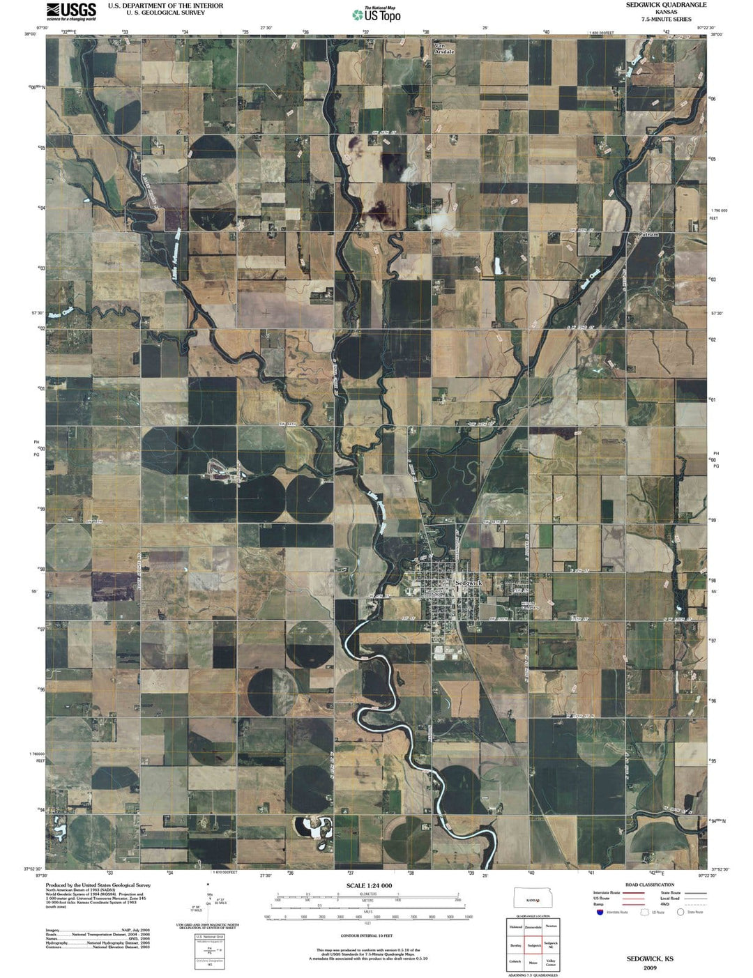 2009 Sedgwick, KS - Kansas - USGS Topographic Map
