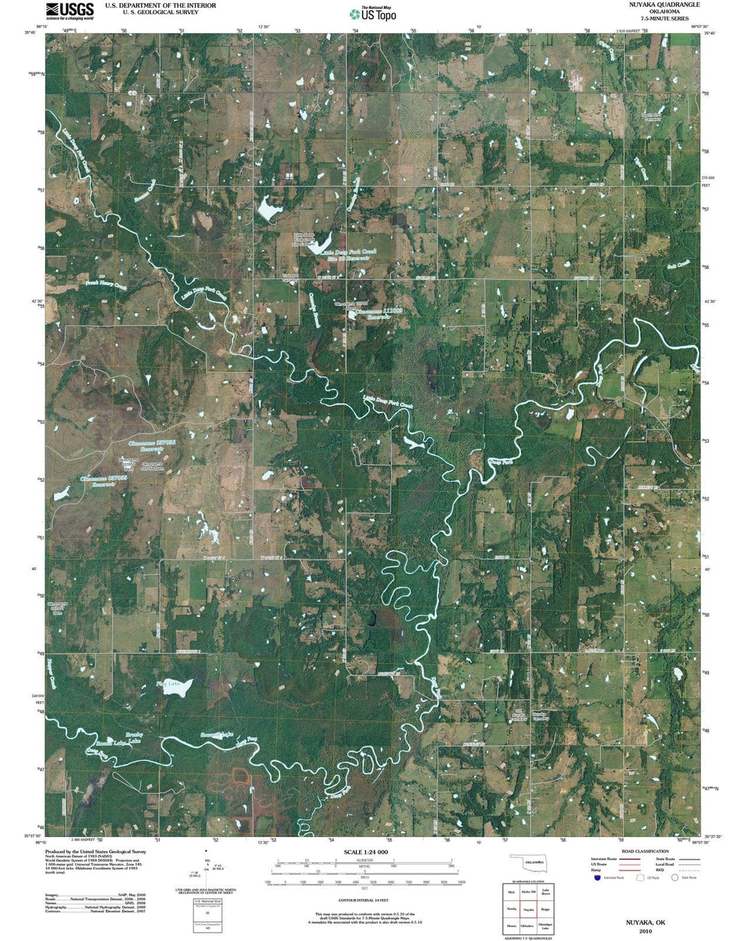2010 Nuyaka, OK - Oklahoma - USGS Topographic Map