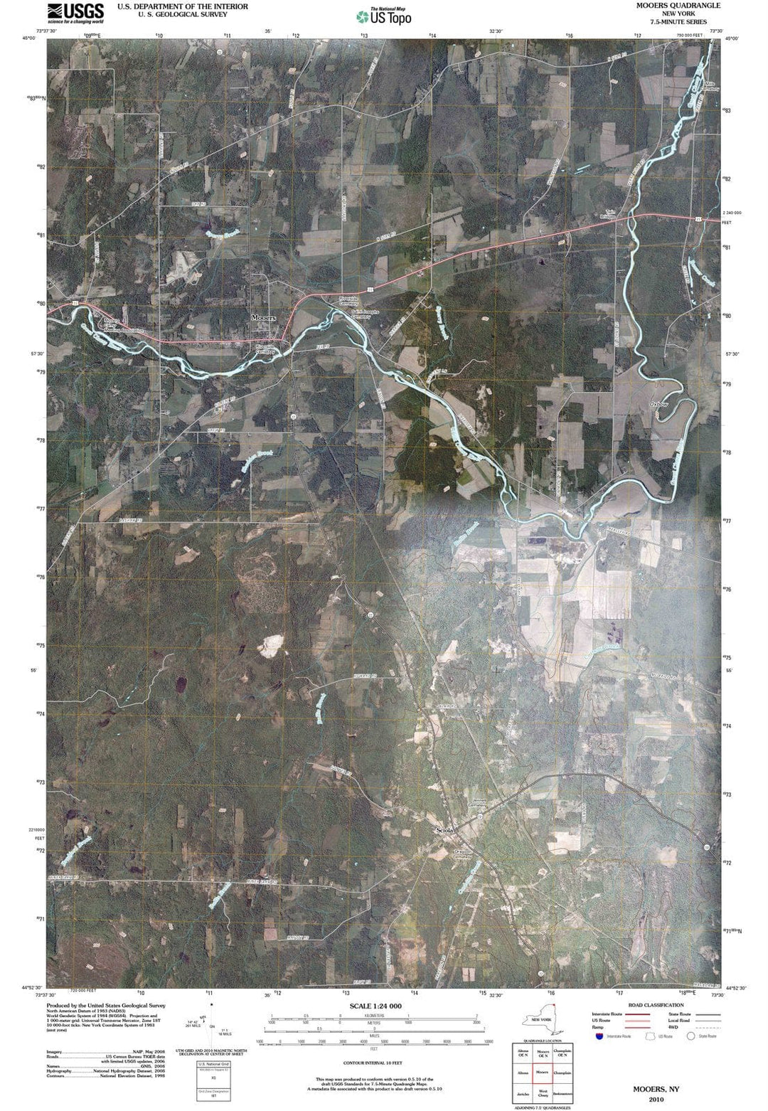 2010 Mooers, NY - New York - USGS Topographic Map