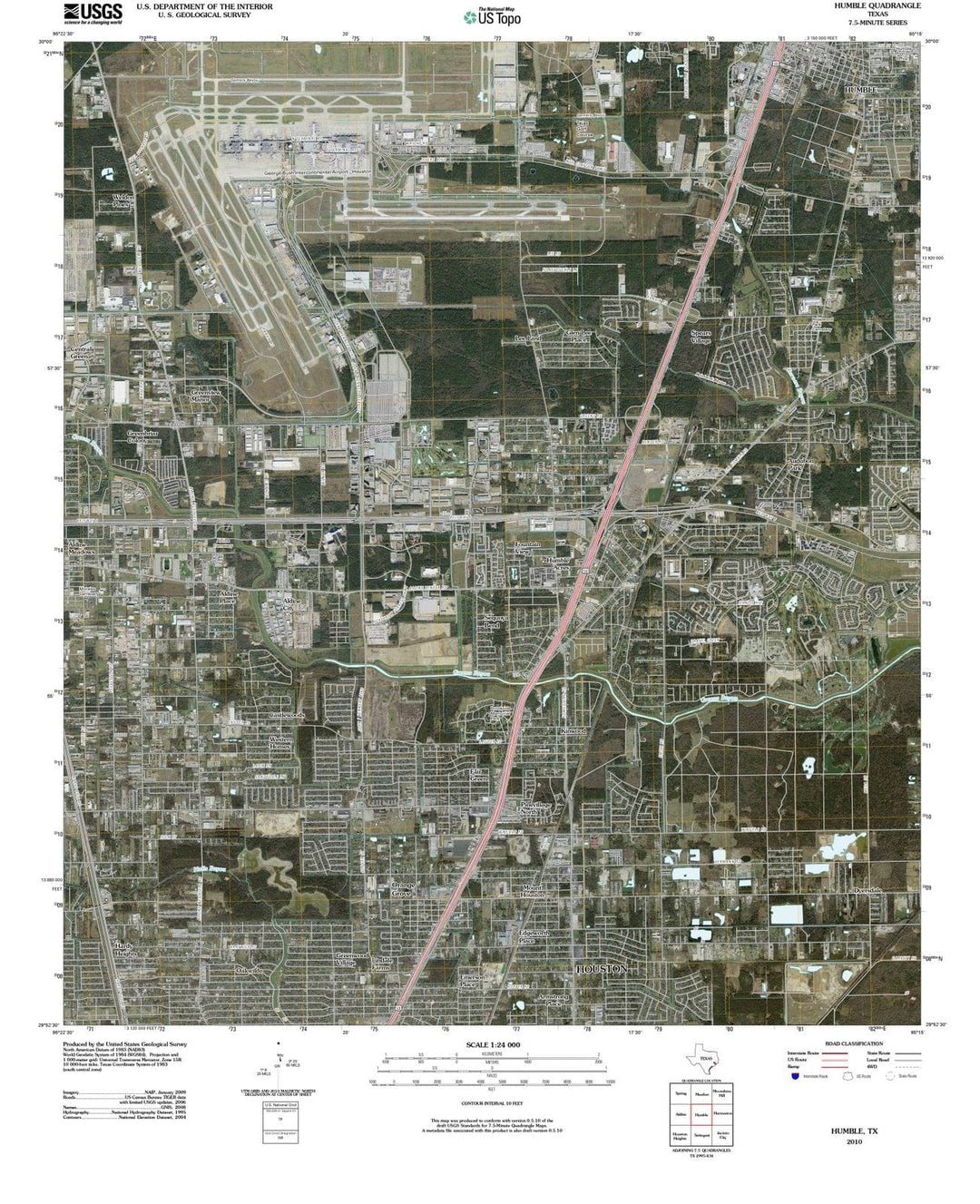 2010 Humble, TX - Texas - USGS Topographic Map