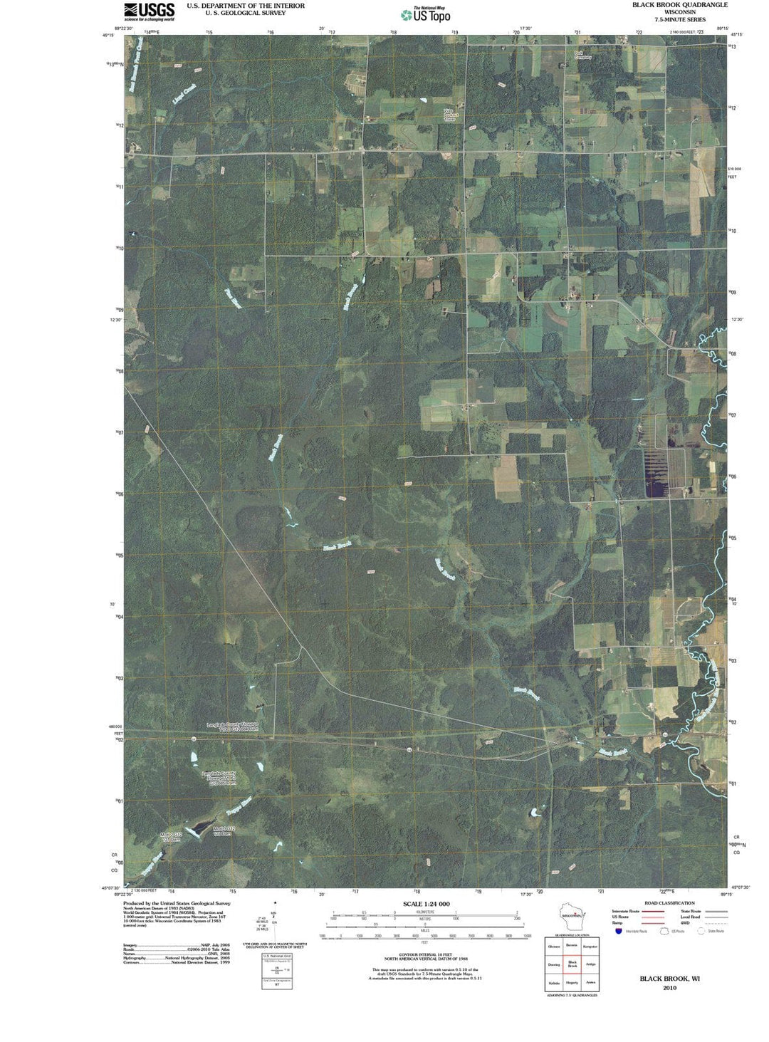 2010 Black Brook, WI - Wisconsin - USGS Topographic Map