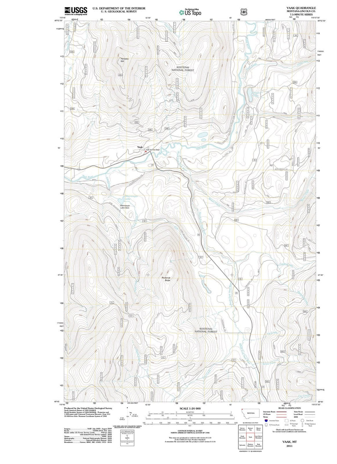 2011 Yaak, MT - Montana - USGS Topographic Map